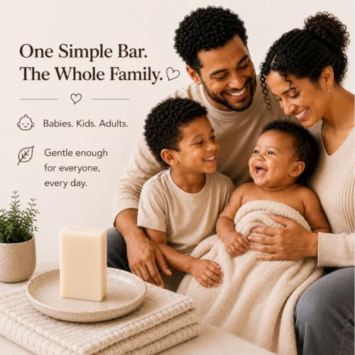 Image of Fragrance Free Baby Bar Soap for Sensitive Skin | Unscented Natural soap bar for toddlers kids adults with gentle skin | Organic ING | Made in USA | 12 Bars (3.5 oz Each)