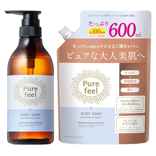 第一石鹸ピュアフィールボディソープ フェミニン&サボン本体480ml1個+つめかえ600ml1個セット