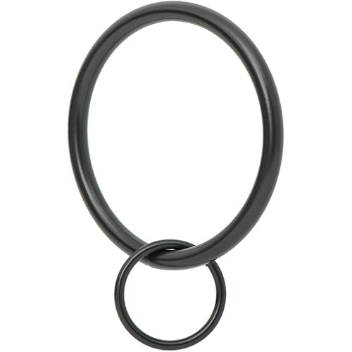 Ivilon Drapery Eyelet Curtain Rings - 2" Ring Loop for Hook Pins, Set of 14 - Black