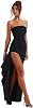 Womens Off Shoulder Backless Ruched Bodycon Dress Sexy Strapless High Split Long Maxi Dresses for Party Cocktail