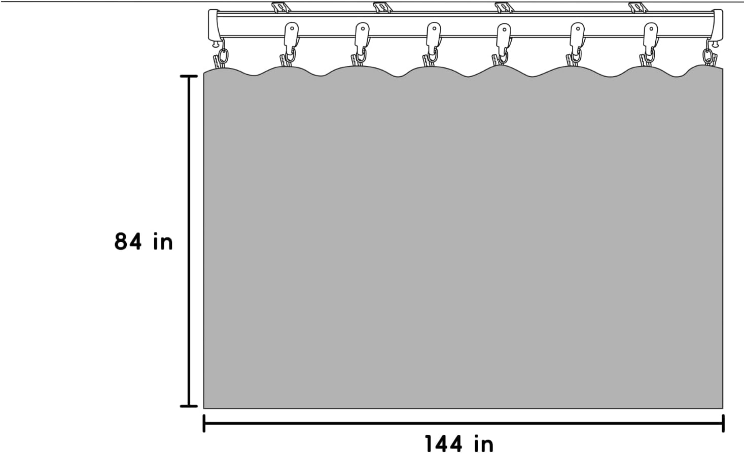 Room Divider Blackout Curtains Flexible Sliding Tracks Sets Ceiling Mounted Rod Window Curtain Privacy Separation for Bedroom Living Rooms,1 Panel Black Drape and Black Track Set-W144xH84 in