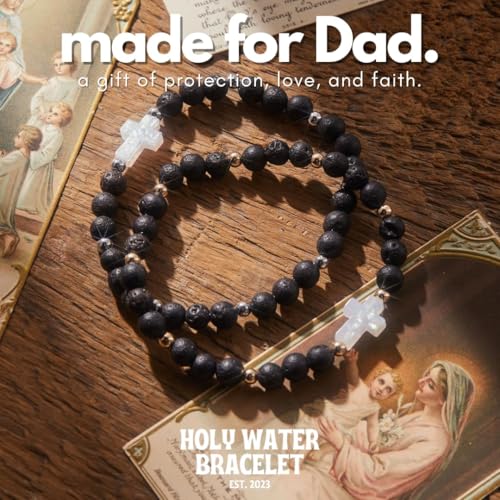 Holy Water Inspirational Stretch Bracelet For Men Real Lava Rock Beads 2 Colors4
