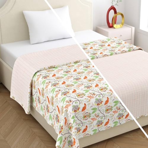 Image of Home Ecstasy 100% Cotton Mulmul Reversible Dohar for Single Bed 210 GSM (56 x 88 inches), Brown