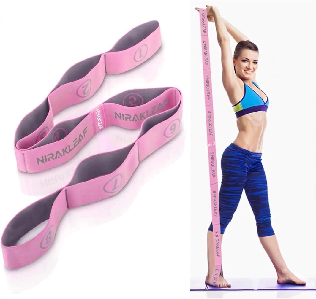 Stretch Strap, Elastic Yoga Stretching Strap, Multi-Loop for Physical Therapy, Pilates, Yoga, Dance & Gymnastics Exercise and Flexible Pilates Stretch Band (Multicolor)