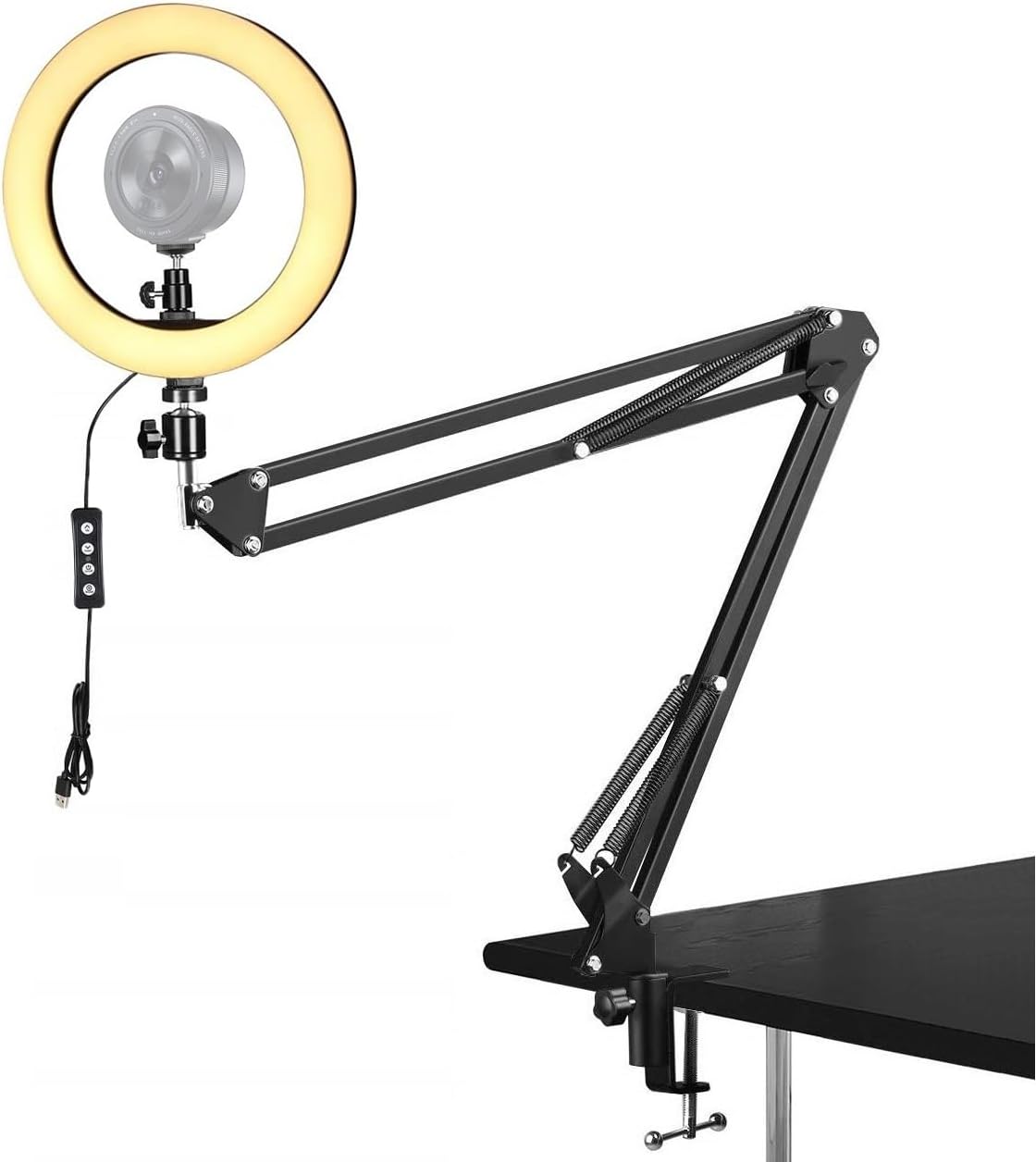 Kiyo pro Webcam Ring Light with Clamp Stand,10 Inch Sefie Light with Folding Arm Holder Compatible with Razer kiyo, kiyo pro,kiyo X webcams