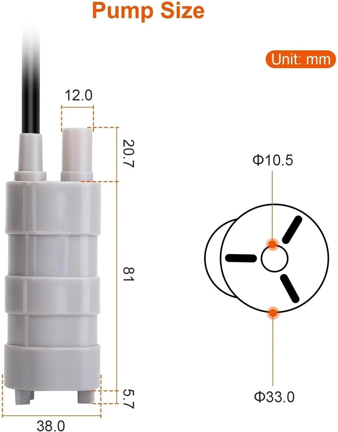 1000L/H DC 12V Submersible Water Pump High Flow Three-wire Water Pump For Motorhome Camper Pond Aquarium 1Pcs