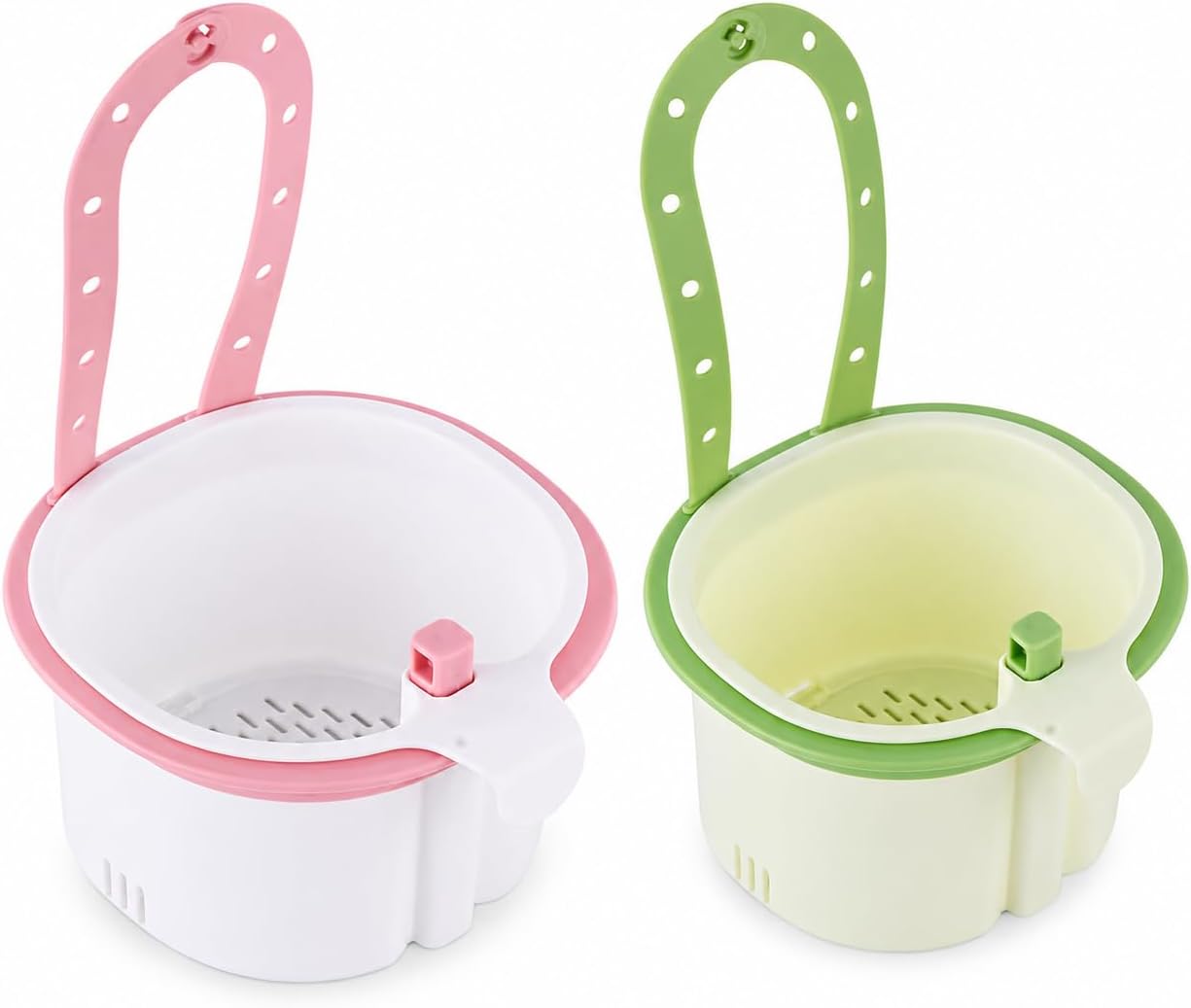 2 Pack Cactus Kitchen Sink Strainer Basket, Hanging Sink Drain Basket with Press Dump Button, Fast Draining Kitchen Sink Organizer for Food Waste, Tea Leaves, Vegetable Scraps