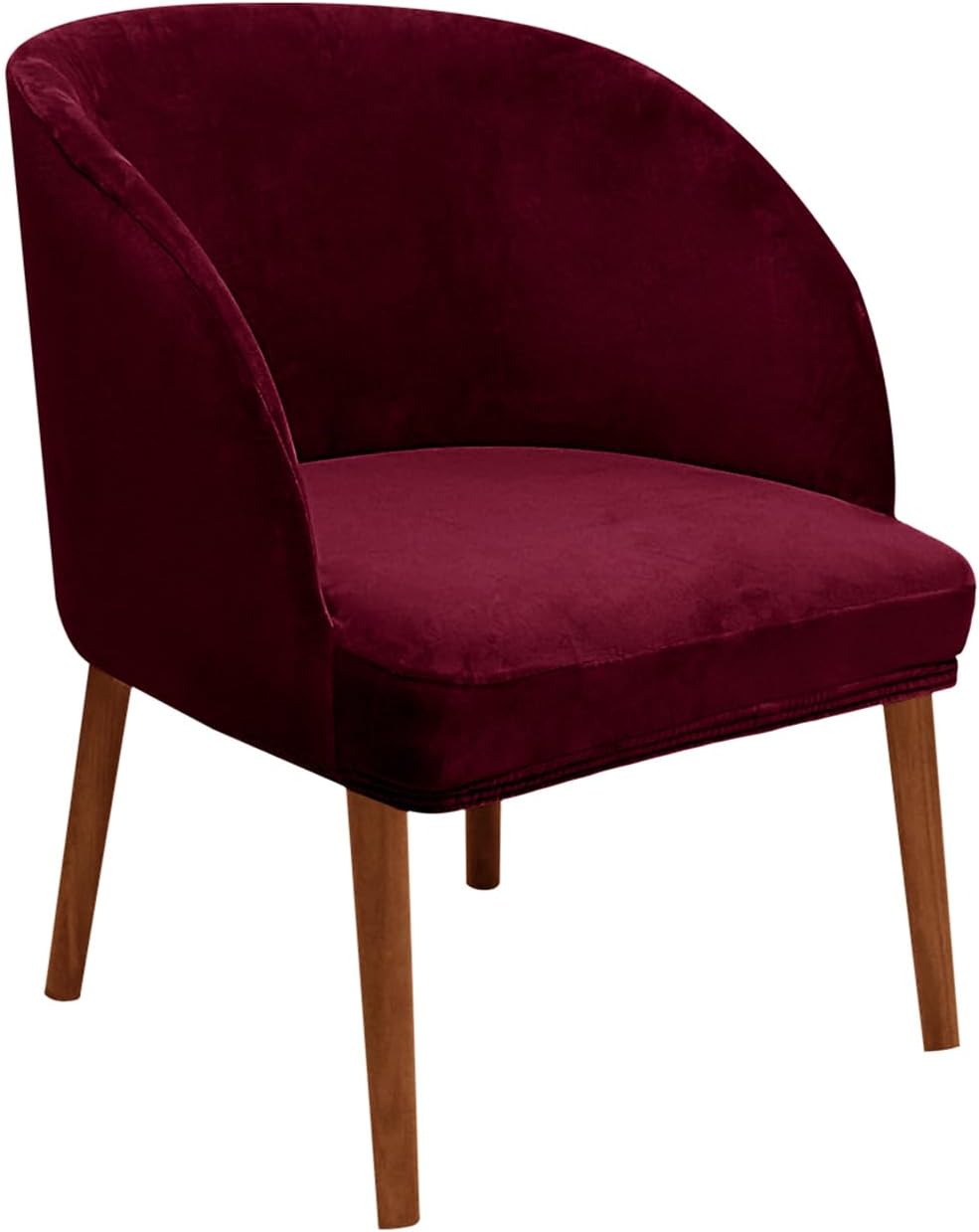 Curved Back Chair Cover, Velvet Dining Chair Cover, Curved Round Back Swivel Chair Slipcover, Stretch Curved Seat Chair Slipcover (Wine Red,Set of 6)