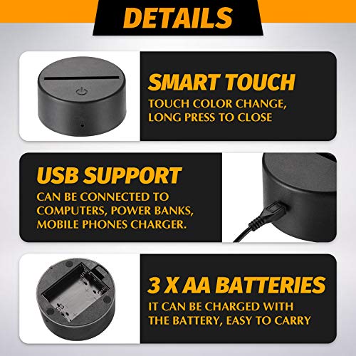 Honoson 8 Pieces 3D Night LED Light Lamp Base LED Lights Display Base Lighted Base Stand 16 Colors with Remote Control and USB Cable Christmas Light Lamp Base for Acrylic for Restaurant Room Shop - Image 4