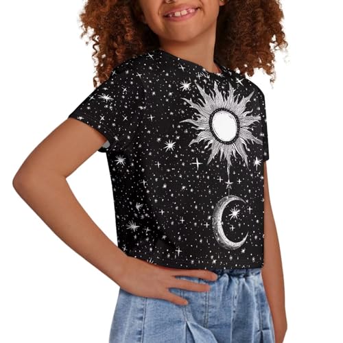 Image of Kids T Shirt Short Sleeve Crop Tops for Girls Summer Clothes Pullover Tees Shirt 5-14