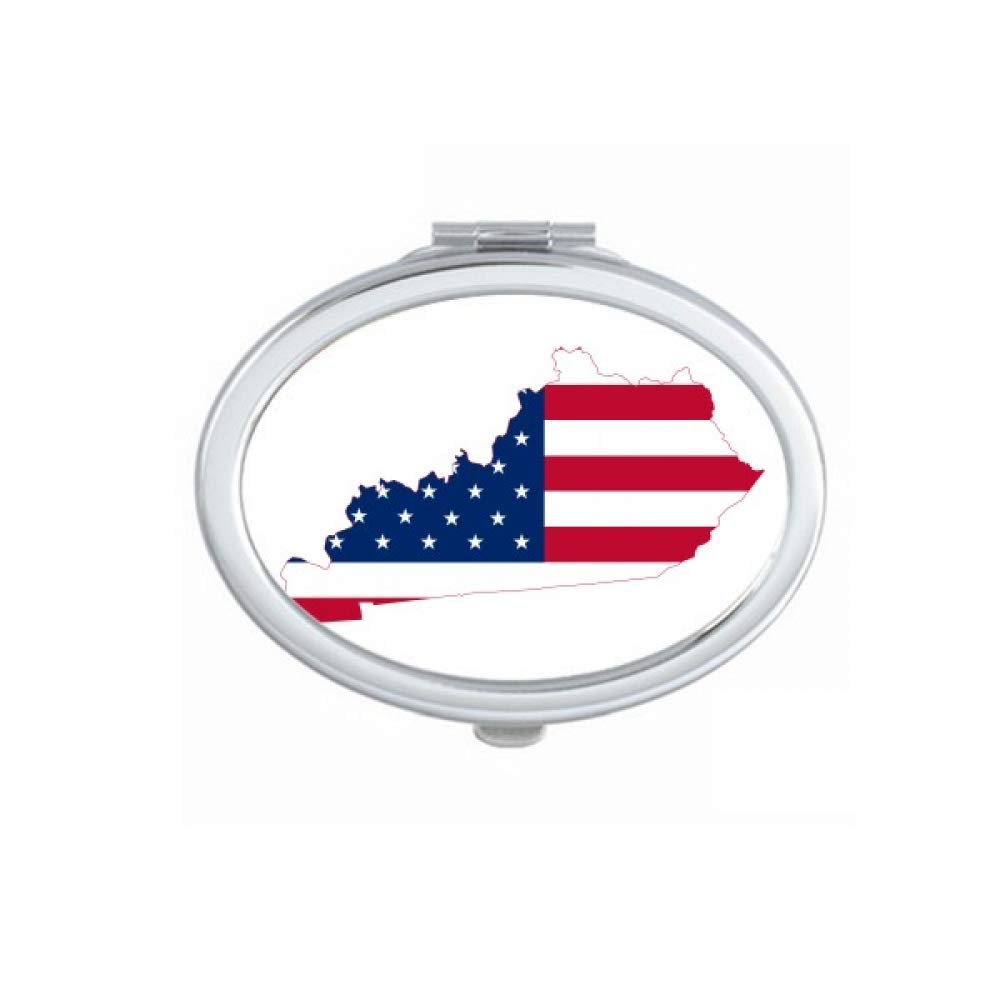 DIYthinkerKentucky USA Map Stars Stripes Flag Shape Mirror Portable Fold Hand Makeup Double Side Glasses