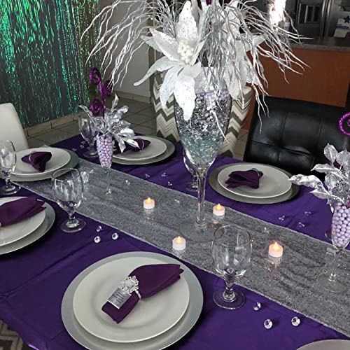 Hmqiang Silver Table Runner 12"X72" Sequin Table Runner Party Decor Glitter Table Linens Runner Sparkly Dinner Party Supplies Fabric For Baby Bridal Shower Holiday Celebrations #TOP6