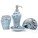 Produktbild PEHOST Badezimmer Accessoires Set Keramik mittelmeer Schnecke Blau Weihnachten,WC-Garnitur Badaccessoires,4-teilig,1 Zahnbürstenhalter,1 Seifenspender,1 Seifenschale,1 Zahnputzbecher