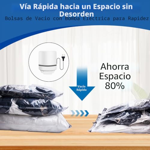 Bolsas de vacío para ropa con bomba eléctrica y 10 unidades de tamaños variados 3