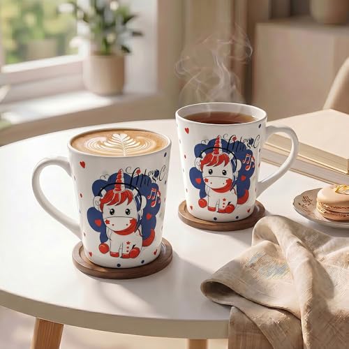 Image of U.P.C. U.P.C.Milk Mug Set of 2 | Ceramic & Bone China Coffee Milk Cups | Designer Printed Tea Coffee Mug Set | Large Capacity Milk Mugs | Microwave Safe Cup Set | Kitchen Drinkware Gift Set