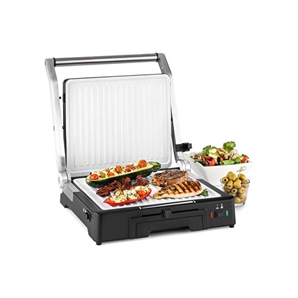Klarstein Burgermeister – contactgrill, paninimaker, tafelgrill, 3-in-1, 2000W, 5 vergrendelingsniveaus, traploos…