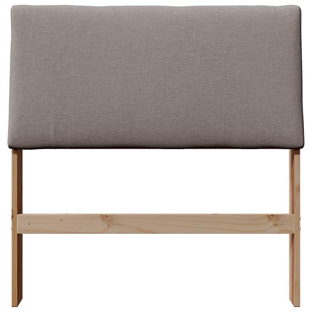 Tête de lit capitonnée taupe 90 cm bois massif pin