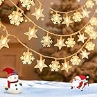 Aigostar 2 Piezas 2.5m 25 LED Guirnaldas Luces Pilas Estrella y Copo de Nieve, 8 Modos Cadena de Luces Navidad, IP44 Impermeable con Temporizador para Interior y Exterior, Fiesta (Blanco Cálido)