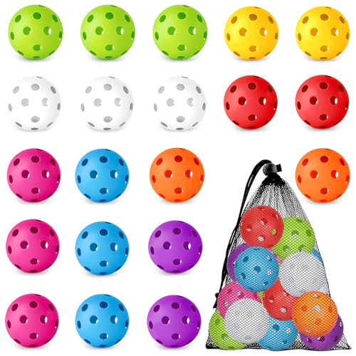 Coopay 20 Pack Baseball Practice Balls Plastic Training Balls Lightweight Hollow Softballs with a Drawstring Bag for Hitting Baseball Training Indoor Outdoor Use (Multicolor)