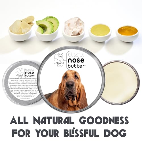 Image of The Blissful Dog Bloodhound Nose Butter for Dry, Cracked Skin, Lick-Safe Dog Nose Balm with Moisturizing Shea Butter, Almond, Olive, and Essential Oils, Pet Supplies, Uncented, 1 oz.