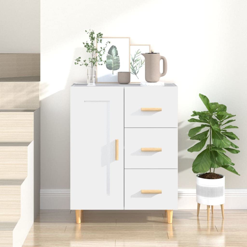 FIRBNUS Aparador Blanco Mueble Entrada Recibidor Recibidores De Entrada Aparadores para Salon Mueble Entrada De Cocina Auxiliares Mueble TV 69,5x34x90 cm Manija de Madera