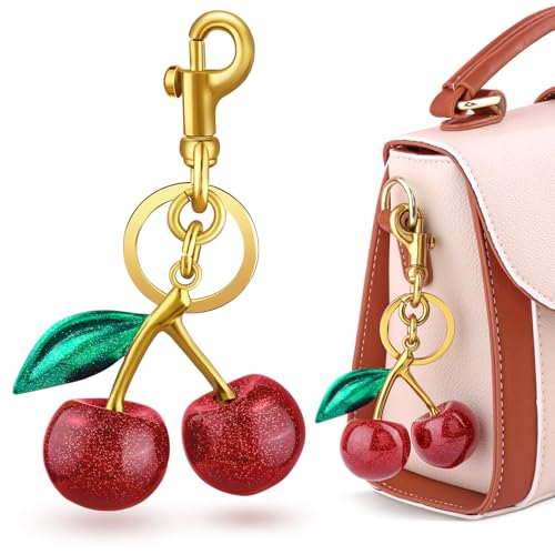 Image of TINKRSTUFF Cherry Bag Charm Cute Key Chains Cherry Purse Charms for Handbags, Strawberry Keychain Best Gifts