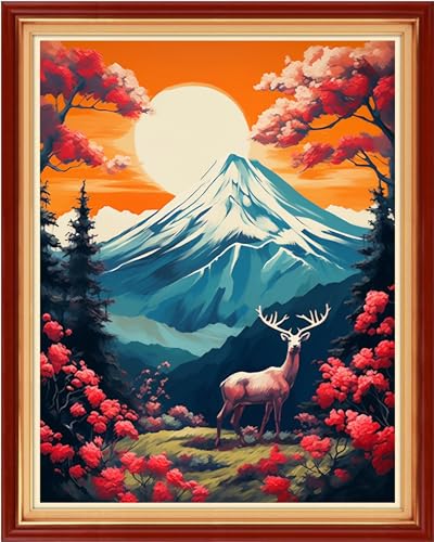 Image of Dooxvey Cross Stitch Kit for Adult Beginners - Full Range of Stamped Kits - 11CT Cross Stitch Patterns - Snow Mountain Sunrise - 16x20 inch