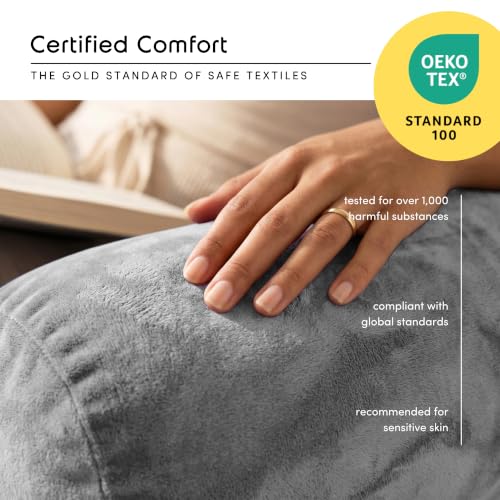 Image of Nestl Reading Pillow with Shredded Memory Foam, Designed for Sitting Up in Bed and Couch, Back and Arms Adjustable Support for Adult & Teens Backrest Pillows for Reading with Washable Cover Light Grey