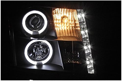 Dual Halo LED Projector Headlights Headlamps Chrome For 2002-2006 Cadillac Escalade