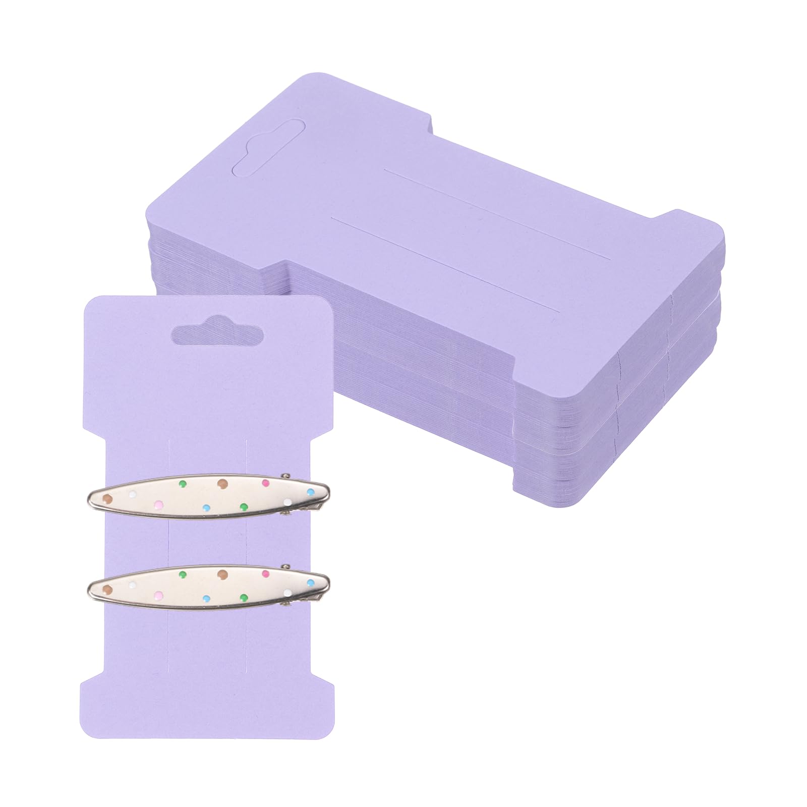 PATIKIL 100Pcs Hair Clip Display Cards, 4.5"x2.6" Kraft Paper Hair Bow Clips Holder Card Rectangle Cardboard for Barrette Headband Jewelry Accessory Organizing Selling, Violet