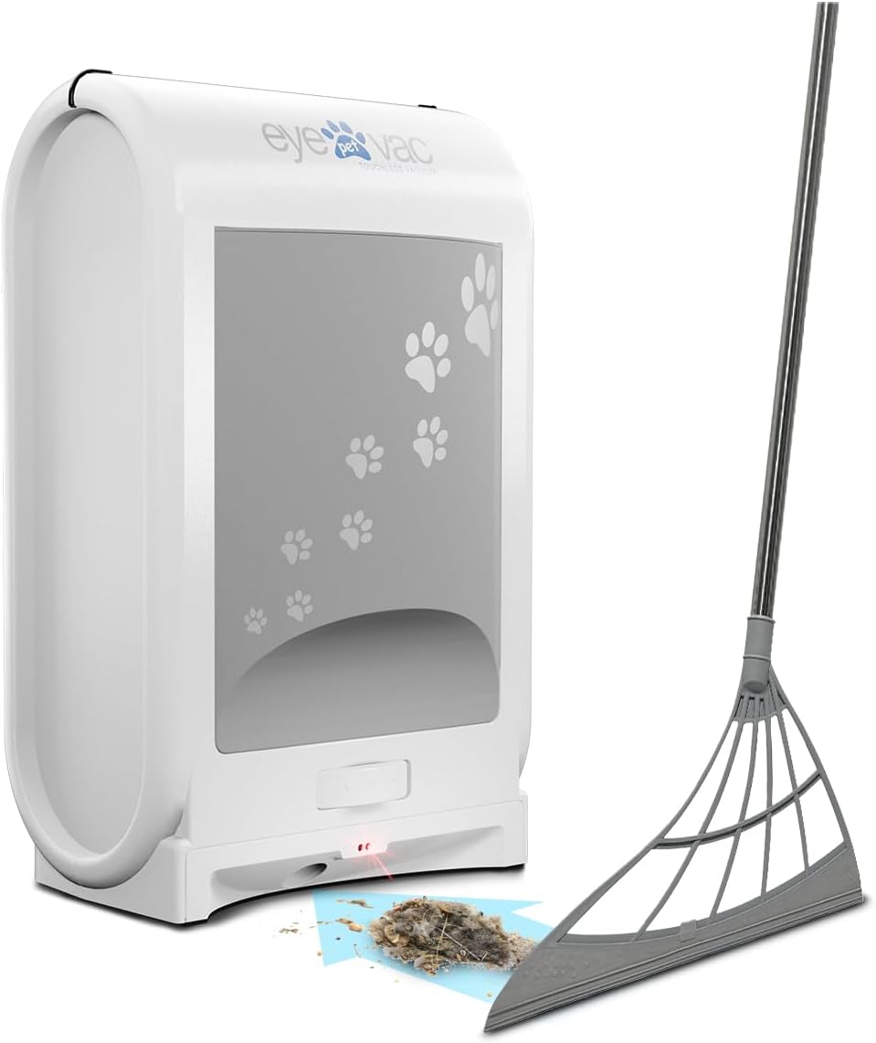 EyeVac Pet Touchless Vacuum Automatic Dustpan - Ultra Fast & Powerful - Great for Sweeping Cat Dog Pet Hair Food Dirt Kitchen, Corded Canister Vacuum, Bagless, Automatic Sensors, 1400 Watt (White) image 5