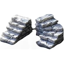 2 Pcs Resin Steps Stairs Model Miniature Garden Accessories for DIY Dollhouse Decor Straight and Curved Steps for Micro Landscape, Miniature Garden Buildings and Structures