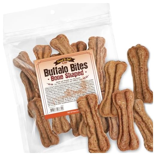 Gootoe Buffalo Dog Treats, Natural Low-Fat Chews for Training & Rewards, Limited Ingredient, Puppy Treats for Small Dogs & Puppies, Buffalo Bites Bone Shaped, 8 oz