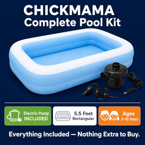 Image of CHICKMAMA Inflatable Kids Swimming Pool with Electric Pump | 5.5 Feet Bath Tub for 5 to 10 Years Kids | Quick Setup Portable Pool for Boys & Girls Age 3-10 | Family Swimming Pool Big Size