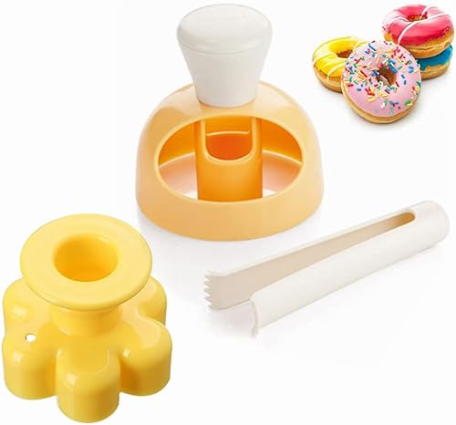 Miniatura 1 de Juego de cortadores de donas de 3 pulgadas, cortador de galletas redondo de plástico para hornear con alicates de inmersión, molde antiadherente
