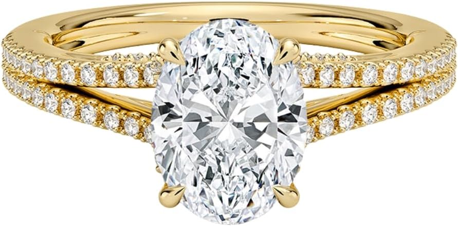 1-3 CT Moissanite Engagement Ring Colorless VVS1 10K 14K 18K Solid Gold & 925 Sterling Silver Split Shank Moissanite Ring Christmas Gift For Women
