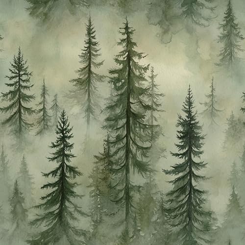 EeeComing Forest Peel and Stick Wallpaper Green Trees Wall Paper Woodland Mountain Botanical Contact Paper Waterproof Self-Adhesive Removable Wallpapers Vinyl for Bedroom Bathroom 17.3x78.7
