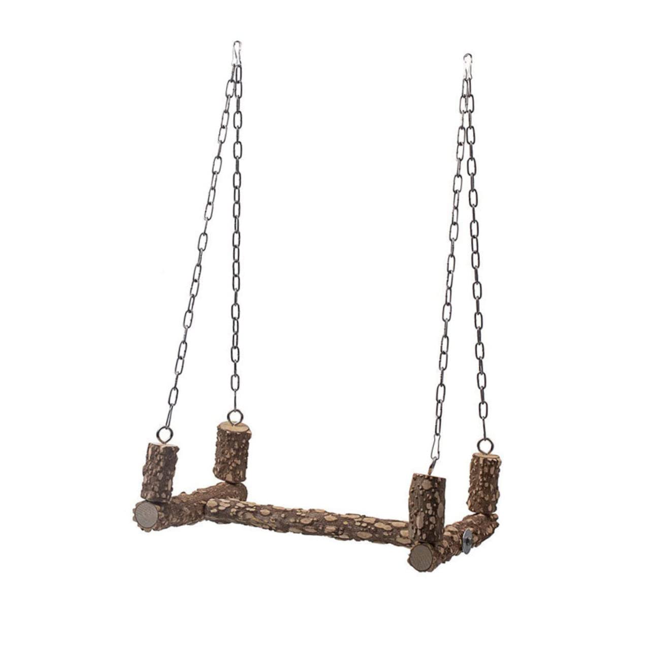 UPKOCH Perchoir Naturel pour Perroquets avec Balançoire Suspendue Activité et pour Oiseaux de Compagnie Accessoire Amusant et Stimulant pour Perroquets Couleur Couleur Aléatoire