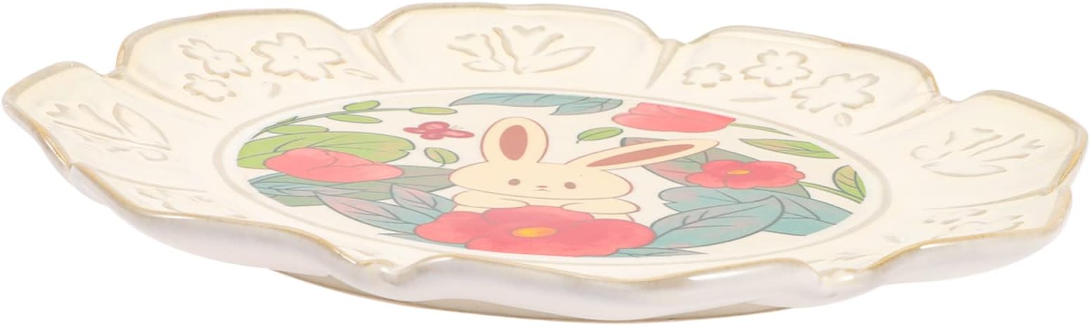 Rabbit Dinner Plate Guinea Pig Plush Pet Snaffle Mat Toy Hay Feeder Palette Easter Porcelain Plate Multifunctional Porcelain Plate Serra