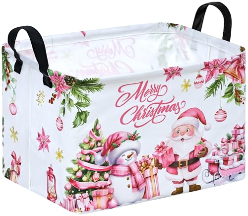 Image of Christmas Basket Box Hamper Storage Basket Collapsible Organizer Bin Gift Shelf Baskets for Home and Kitchen Storage