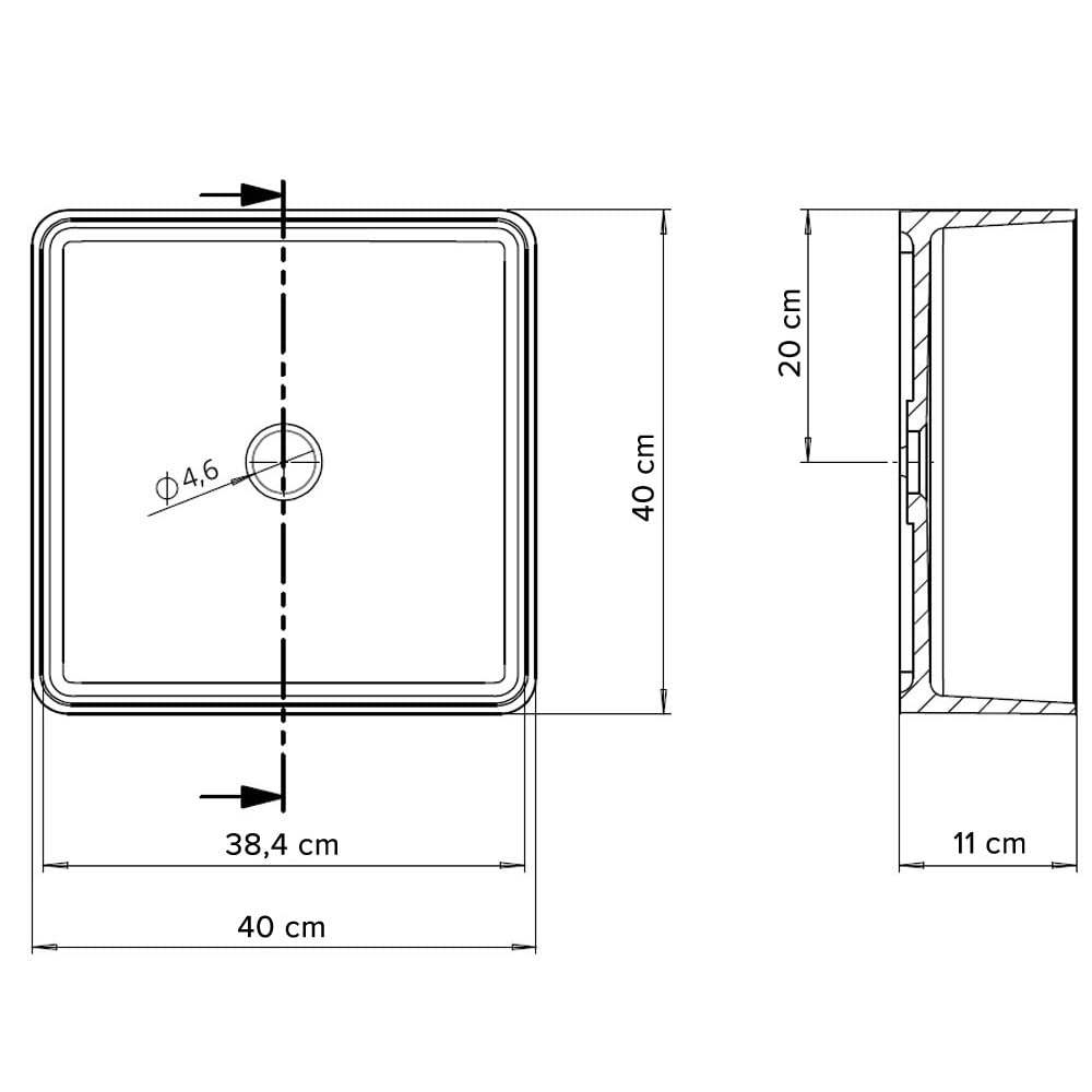 Yellowshop - TESIS1 Lavabo da appoggio quadrato in ceramica cm L40xP40xH11 Bianco arredo bagno