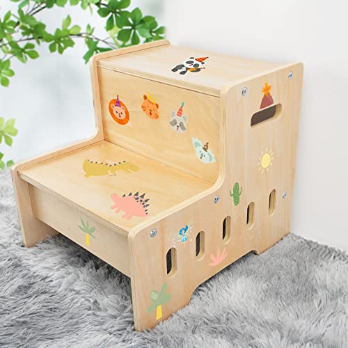 Wooden 2 Step Stool For Kids, Victostar 2 Step Stool For Bathroom, Potty Training, Kitchen And Closet, Perfect For Kids And Adults #TOP7