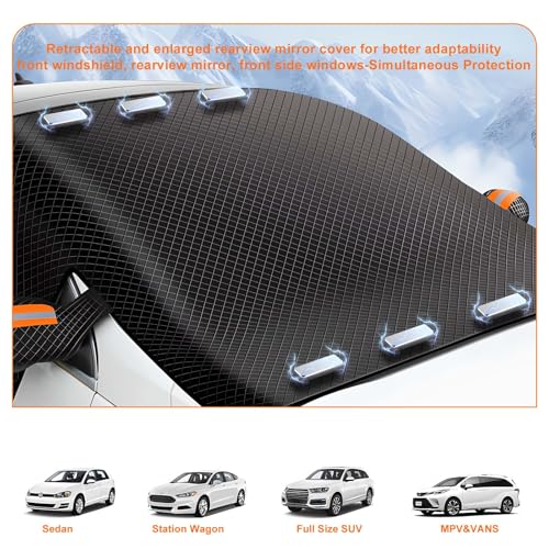Image of Car Windshield Snow Cover, All Season Windshield Cover, Magnetic Windshield Snow Frost Ice Cover, Heavy Duty Windproof Waterproof UV Resistant, fit for Cars, SUV, Vans, Truck，47 * 63inch