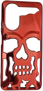 جراب حماية فاخر مقاوم للصدمات بتصميم جمجمة لموبايل اوبو A78 - أحمر، بلاستيك