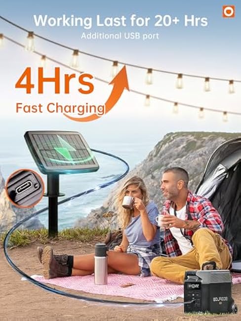 addlon 35FT Solar String Lights Outdoor, IP54 Waterproof Solar Powered with Remote & USB Port, 10+1 LED Shatterproof Bulbs, Dimmable Solar Light Outdoor for Camping Backyard Bistro Porch