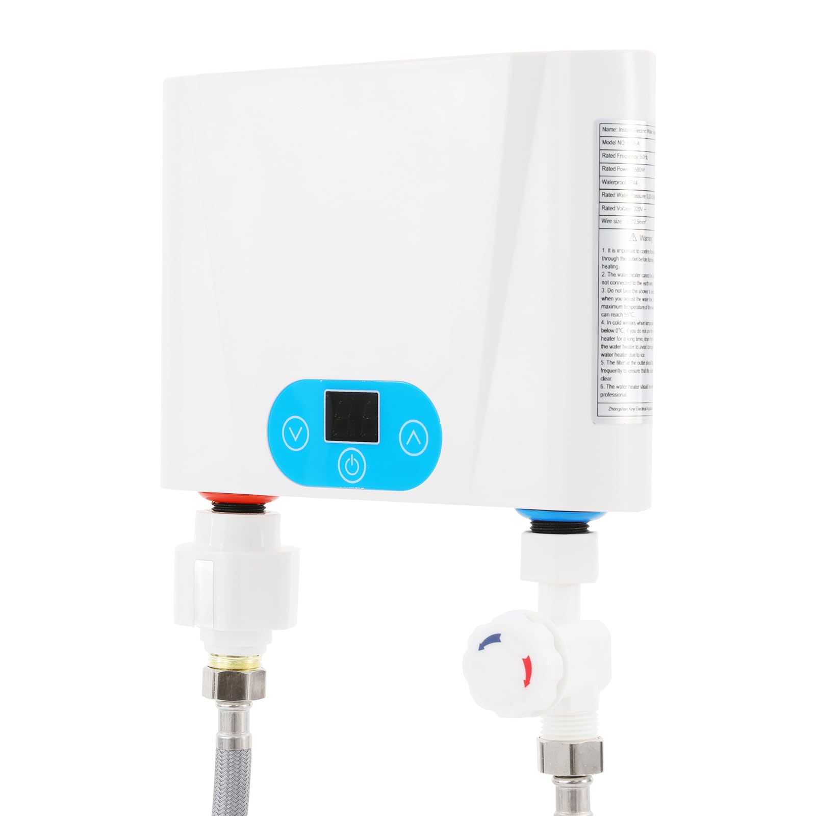 Mini chauffe-eau instantané avec affichage LED 5500 W - Petit chauffe-eau instantané - Chauffe-eau électrique de 30 à 55 °C - Montage mural - Autonome