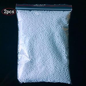 MINGZE 2pcs Boules de Mousse de Mousse de Styrol pour Les Fournitures de Bricolage et de Slime, 2.5-3.5mm, Les Enfants DIY Arts Crafts décorations (Environ 40000 Boules de Mousse) (Blanc)