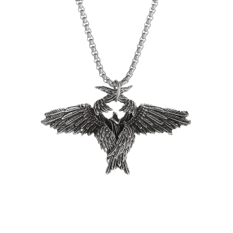 1 Pc of Celestial Seraphim Jewelry Vintage Silvery Winged Angel Pendant Necklace