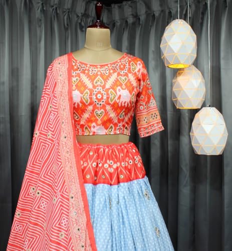 New indian ready to wear navratri Chaniya choli for women flared Lehenga choli with stitched blouse.4