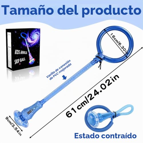 Miniatura 2 de Anyingkai Shine Bola de Salto de Tobillo,Plegable Anillo de Salto Intermitente,Colorida Flash Bola de Salto,Colorida Anillo de Salto de Tobillo,LED Saltar Bola para Niños (Azul - C)